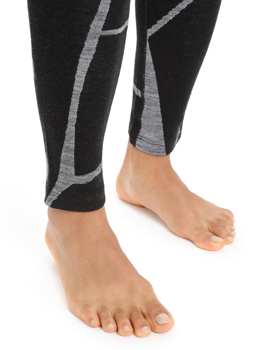 Women's Icebreaker Merino 250 Vertex Thermal Leggings Fractured Landscapes Base Layers Black / Jet Heather | CA 1068FDNM